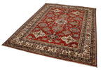 Vintage Handmade 6x8 Red and Ivory Anatolian Caucasian Tribal Distressed Area Rug