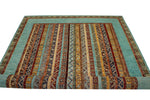 6x10 Green and Multicolor Turkish Tribal Rug