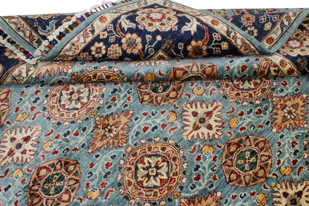 7x10 Blue and Navy Turkish Tribal Rug