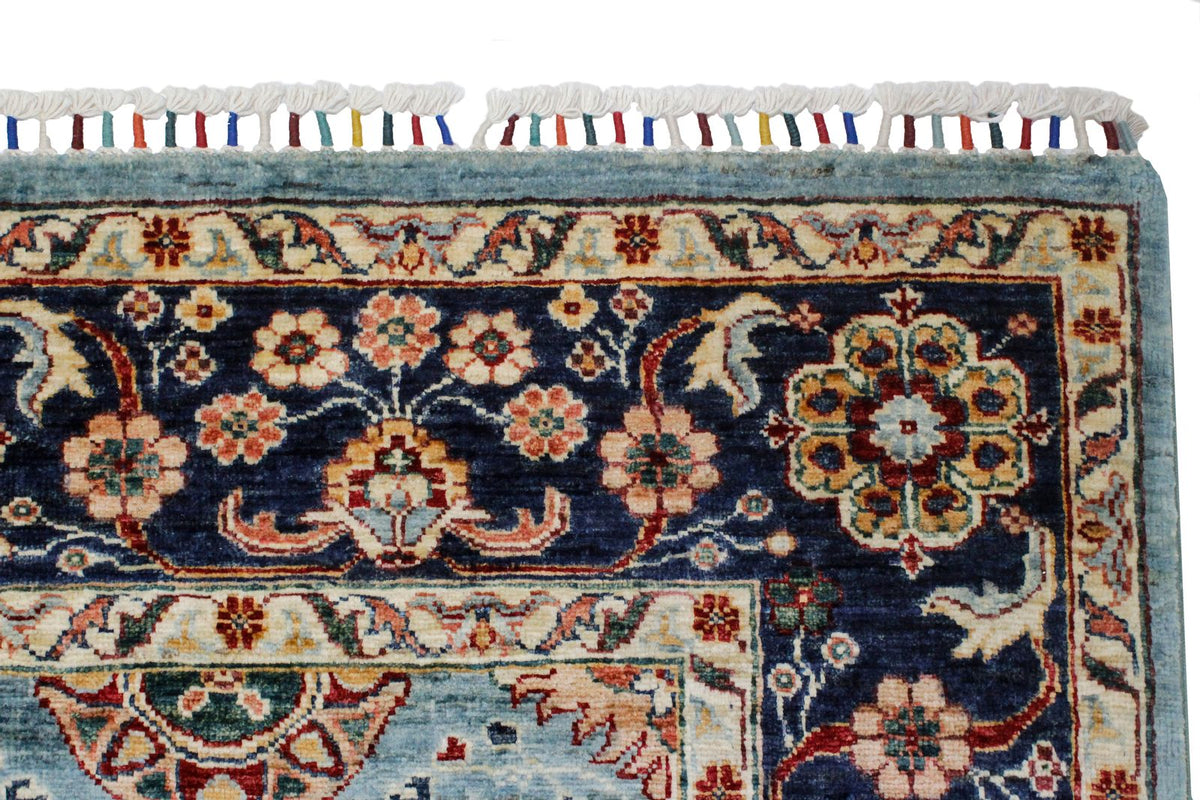 7x10 Blue and Navy Turkish Tribal Rug
