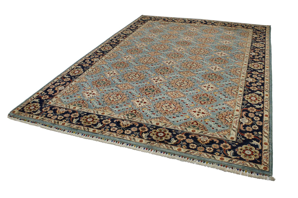 7x10 Blue and Navy Turkish Tribal Rug