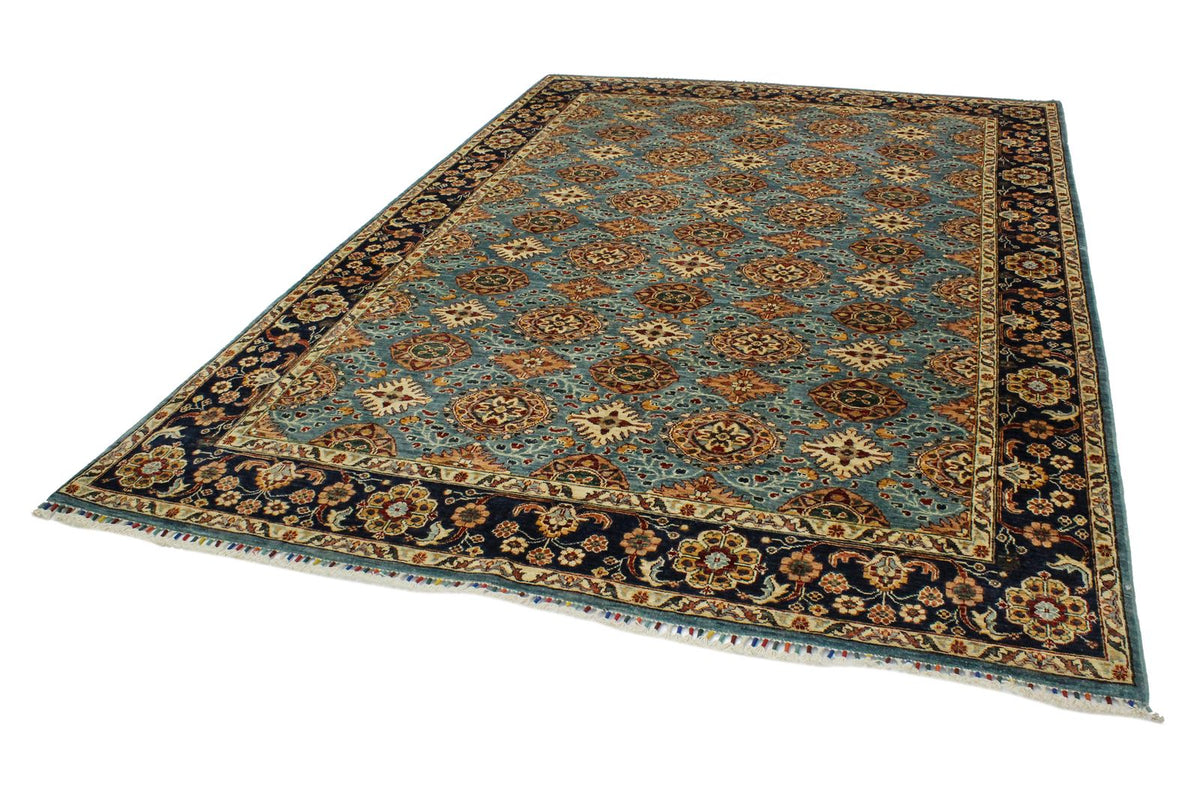 7x10 Blue and Navy Turkish Tribal Rug