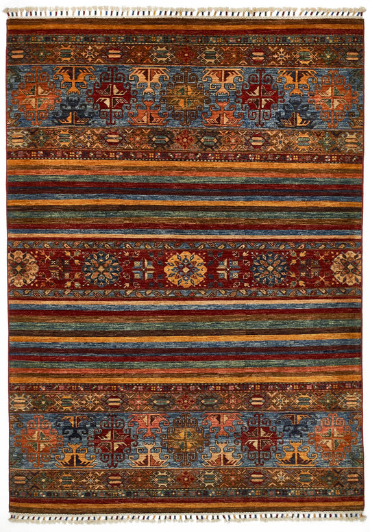 6x8 Multicolor and Red Tribal Rug