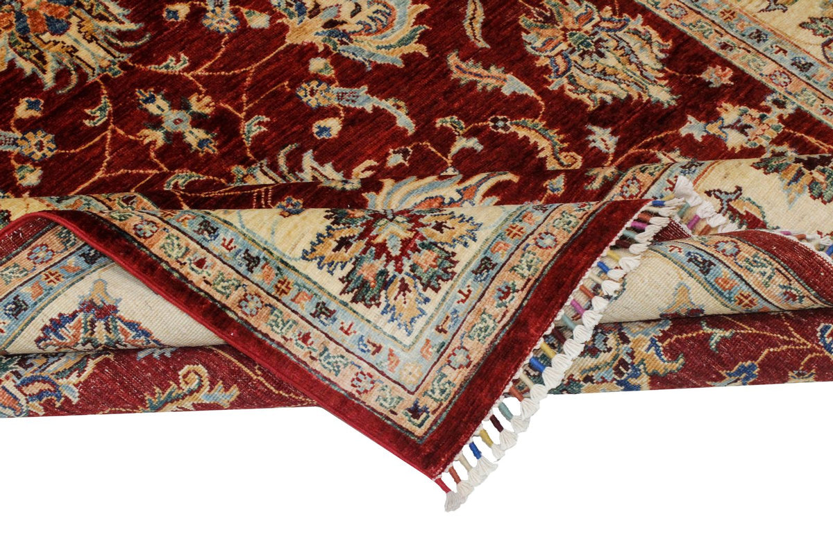 6x8 Red and Ivory Turkish Tribal Rug