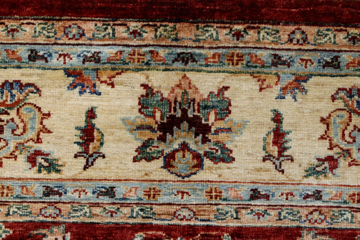 6x8 Red and Ivory Turkish Tribal Rug
