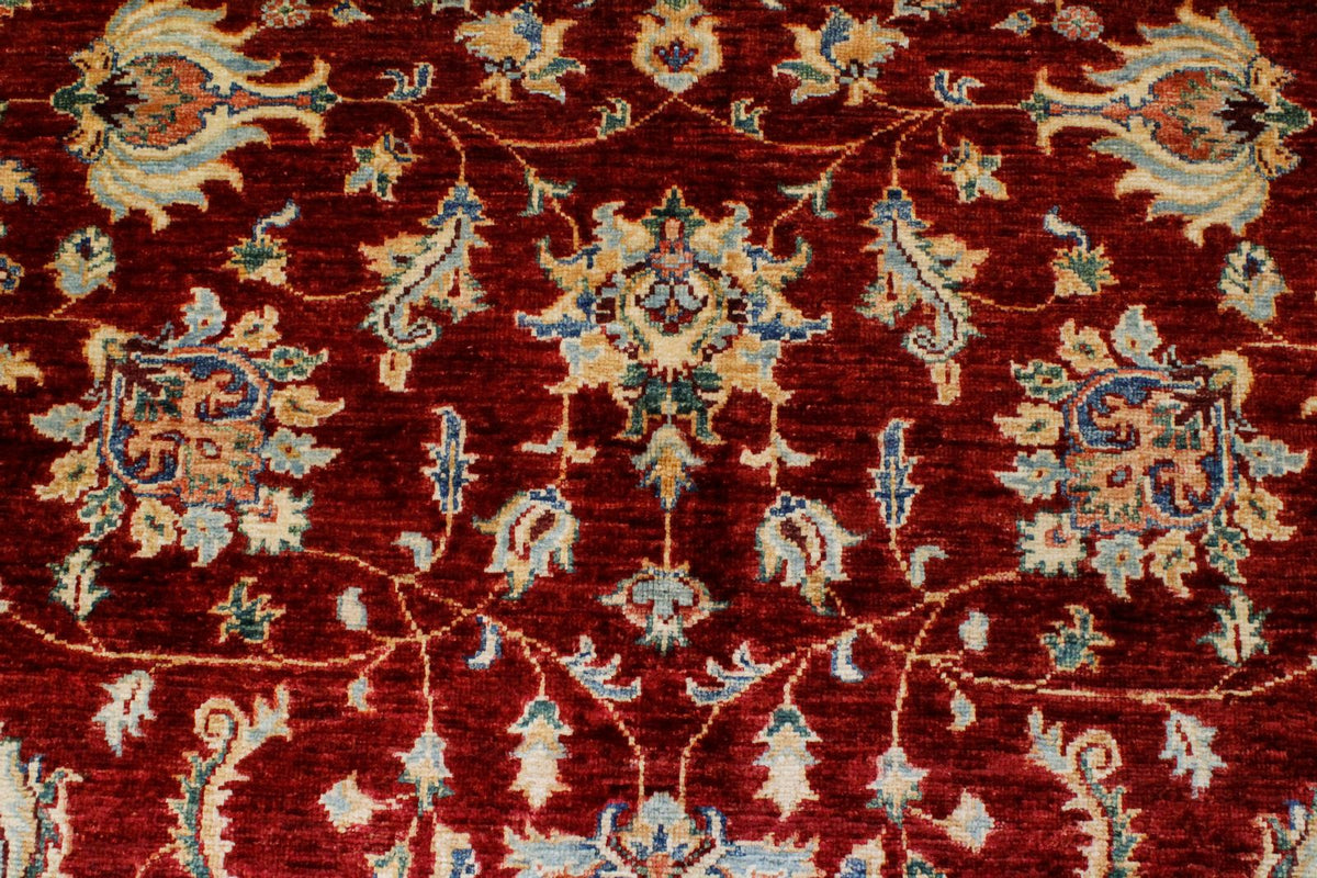 6x8 Red and Ivory Turkish Tribal Rug