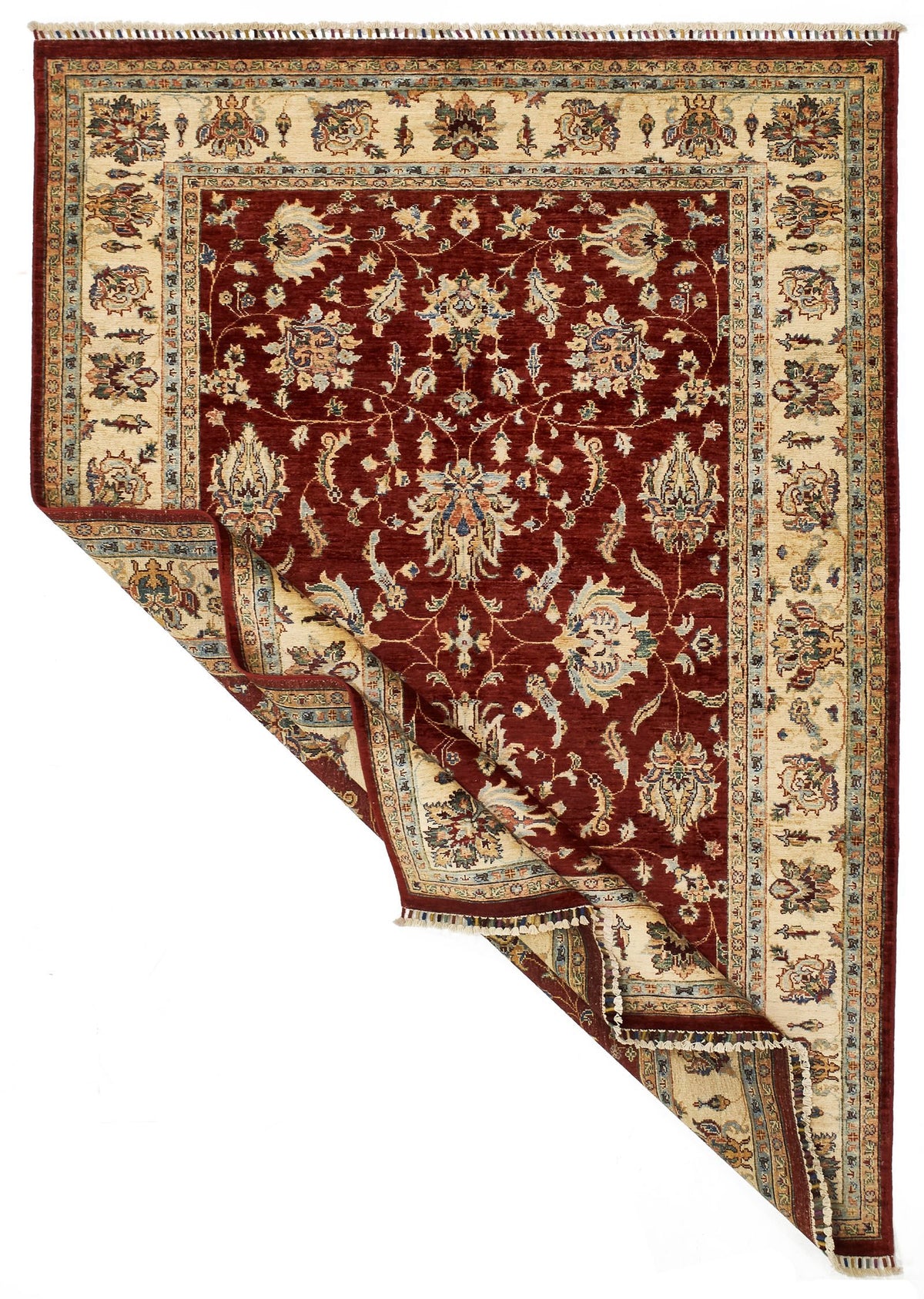 6x8 Red and Ivory Turkish Tribal Rug