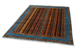 5x7 Multicolor and Red Turkish Tribal Rug