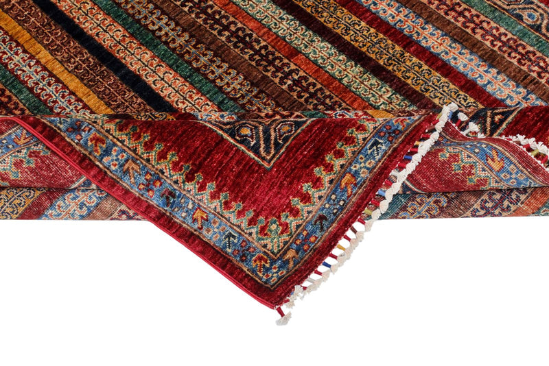 5x6 Multicolor and Red Turkish Tribal Rug