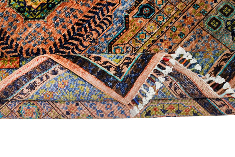Vintage Handmade 4x6 Brown and Blue Anatolian Turkish Tribal Distressed Area Rug