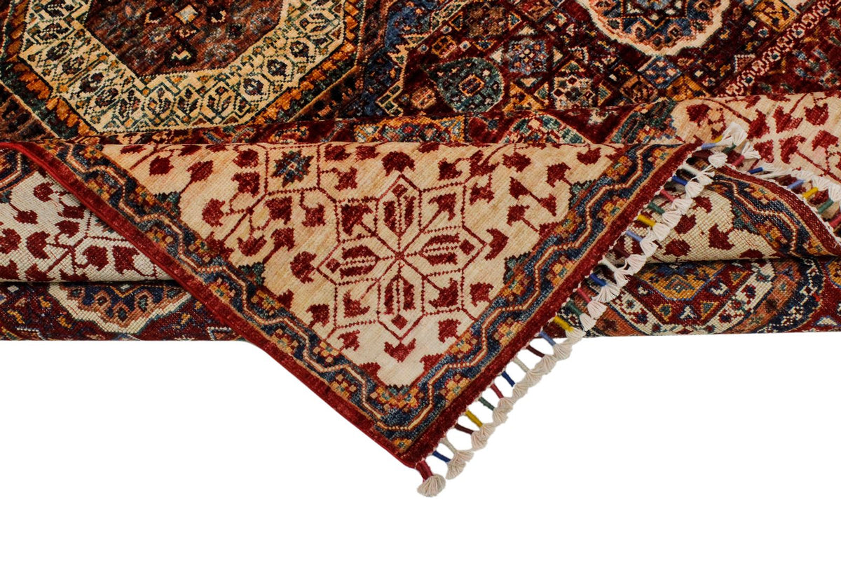 6x8 Red and Ivory Turkish Tribal Rug