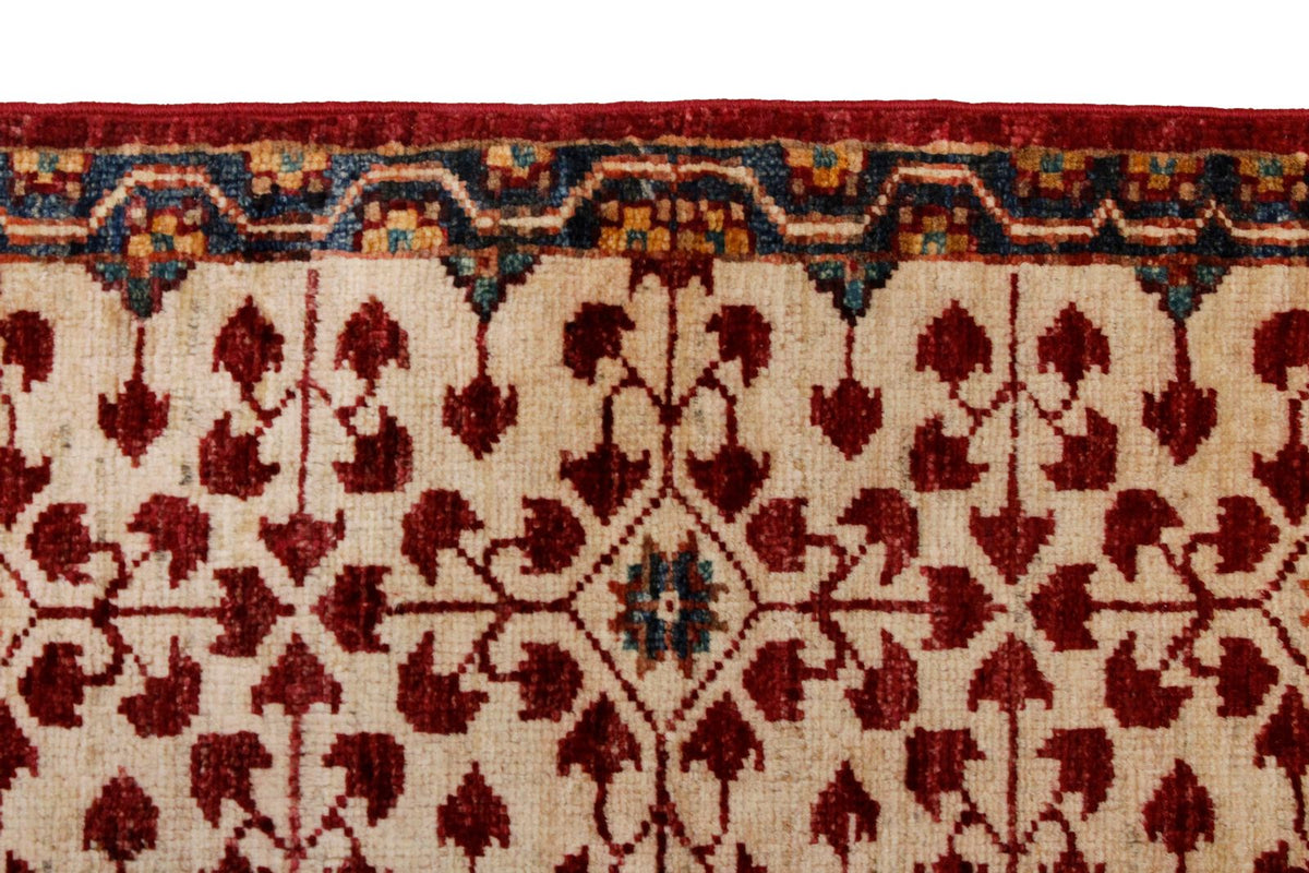 6x8 Red and Ivory Turkish Tribal Rug