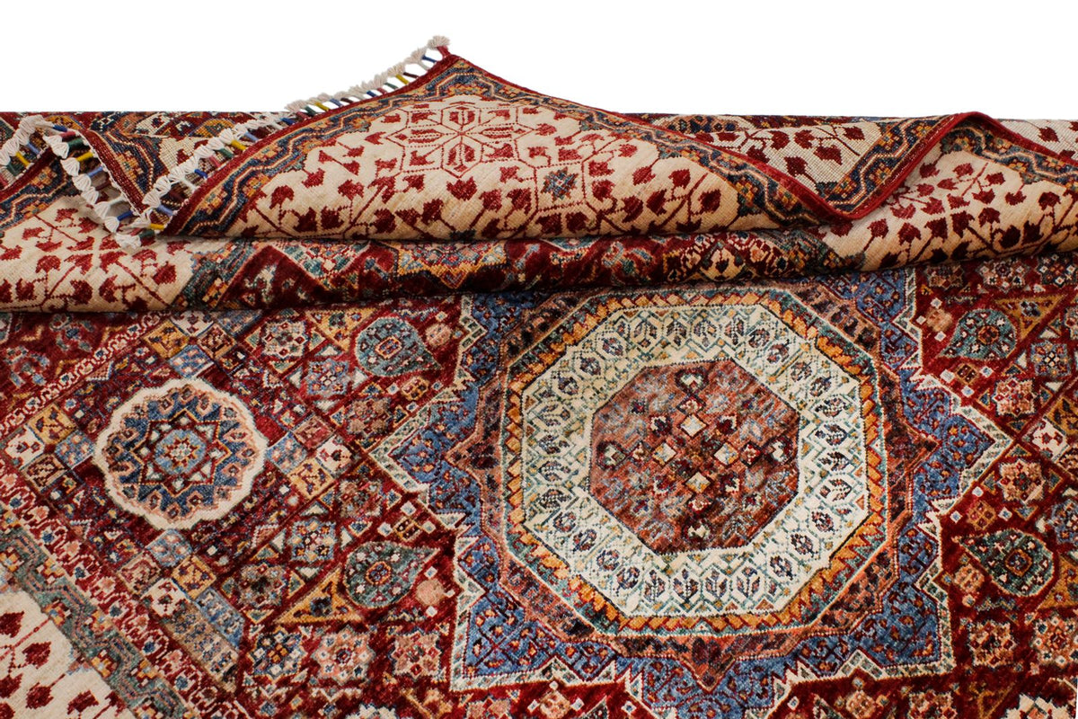 6x8 Red and Ivory Turkish Tribal Rug