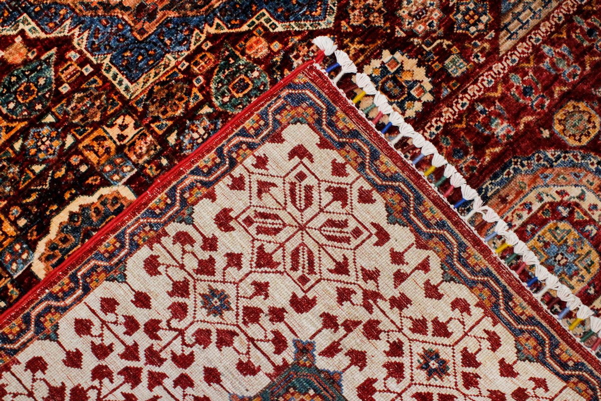 6x8 Red and Ivory Turkish Tribal Rug