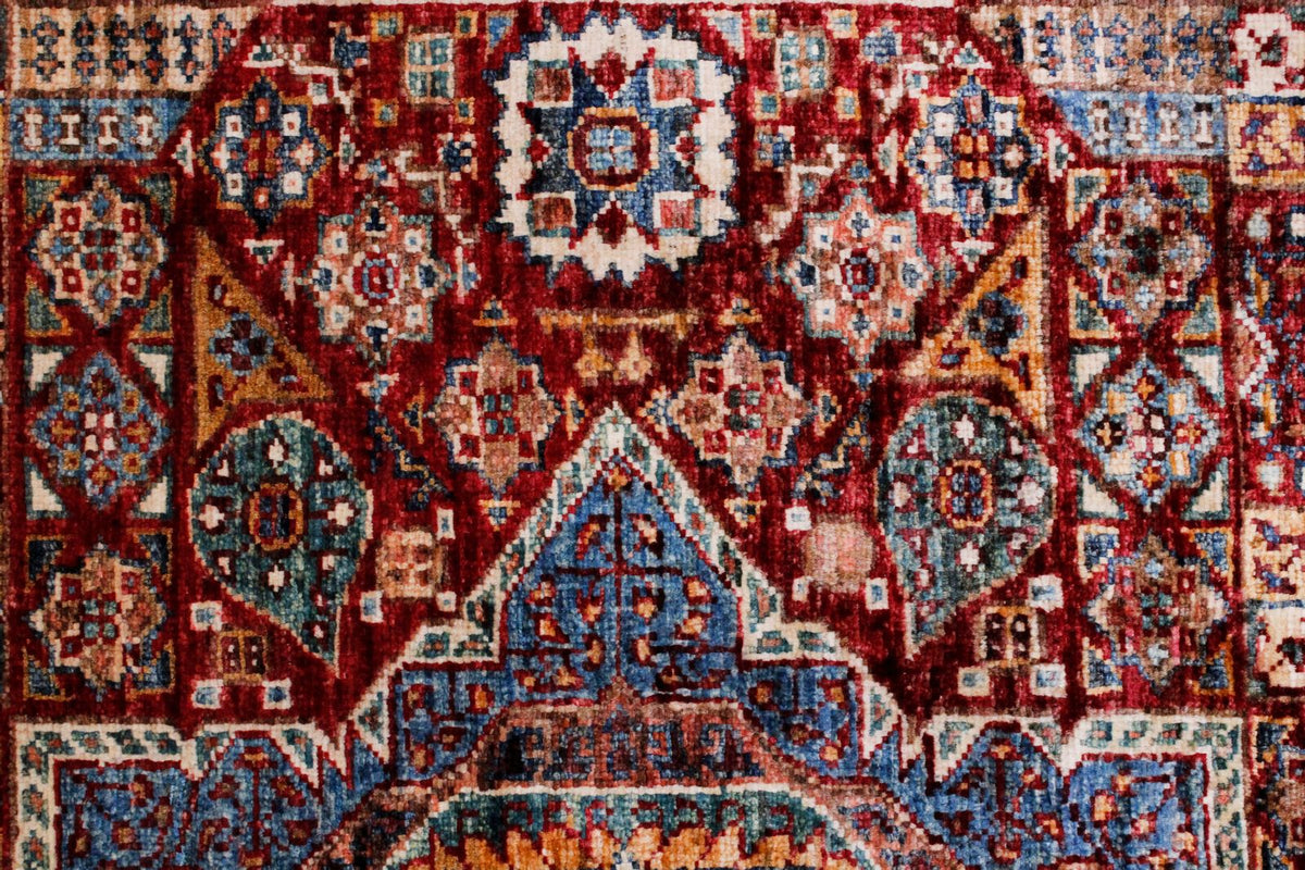 6x8 Red and Ivory Turkish Tribal Rug