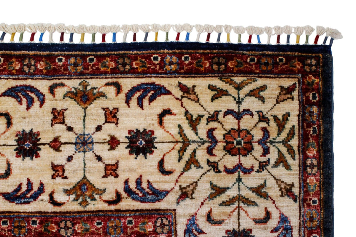 6x9 Navy and Ivory Turkish Tribal Rug