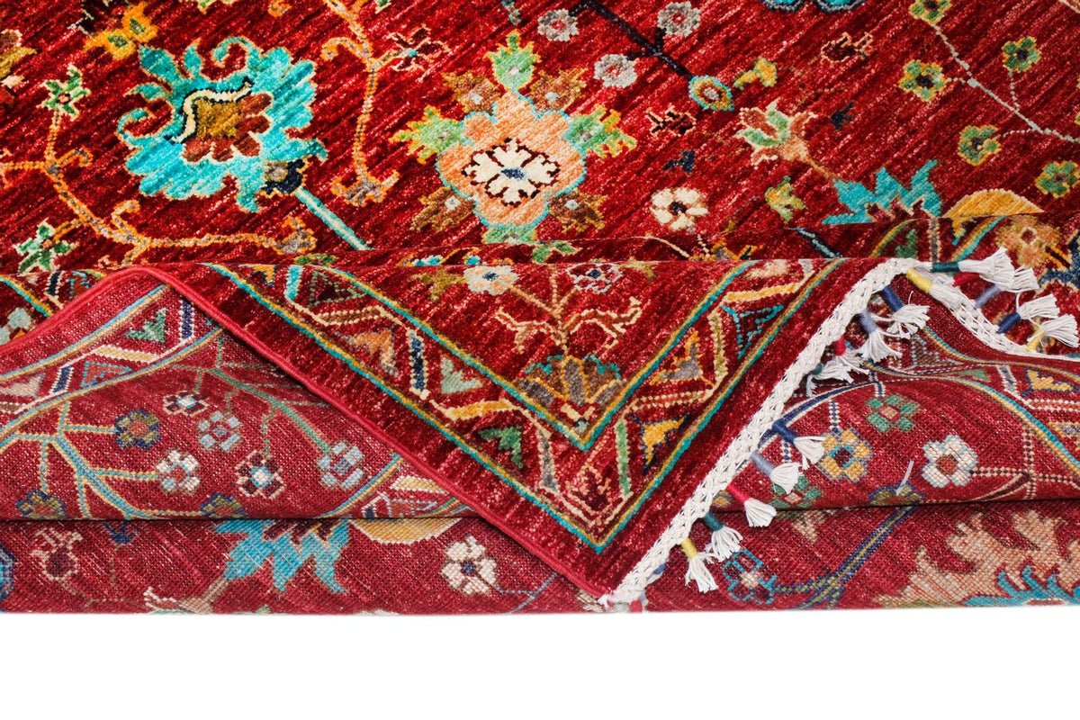 6x8 Red and Multicolor Turkish Tribal Rug