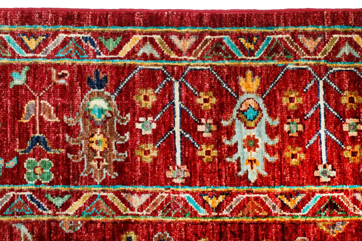 6x8 Red and Multicolor Turkish Tribal Rug