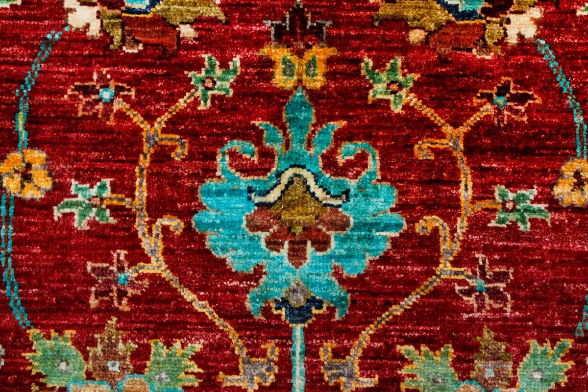 6x8 Red and Multicolor Turkish Tribal Rug