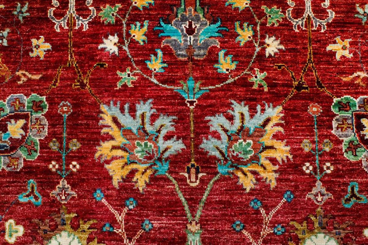 6x8 Red and Multicolor Turkish Tribal Rug
