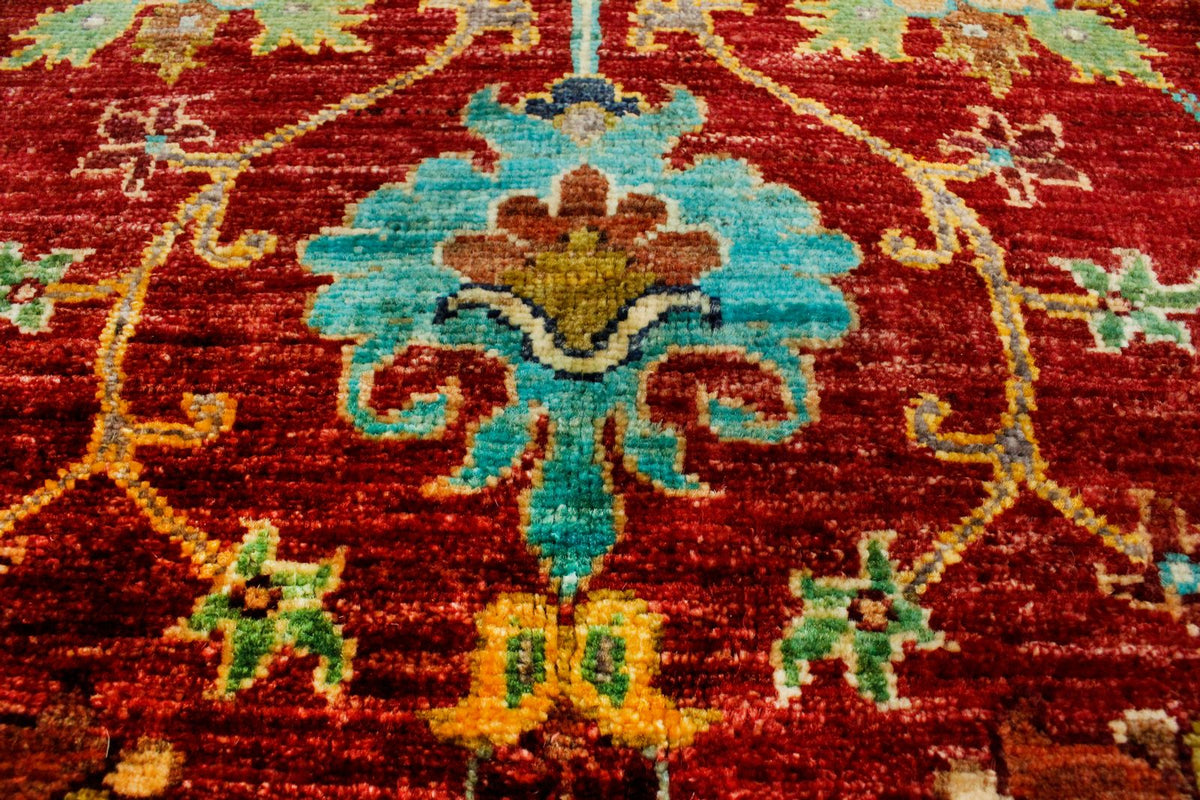 6x8 Red and Multicolor Turkish Tribal Rug