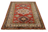 4x6 Red and Ivory Kazak Tribal Rug