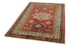 4x6 Red and Ivory Kazak Tribal Rug