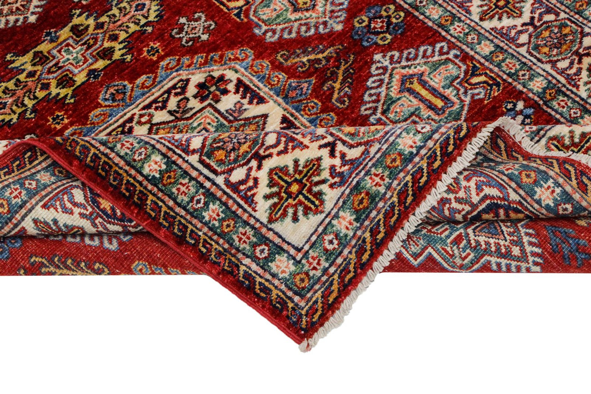4x6 Green and Ivory Kazak Tribal Rug