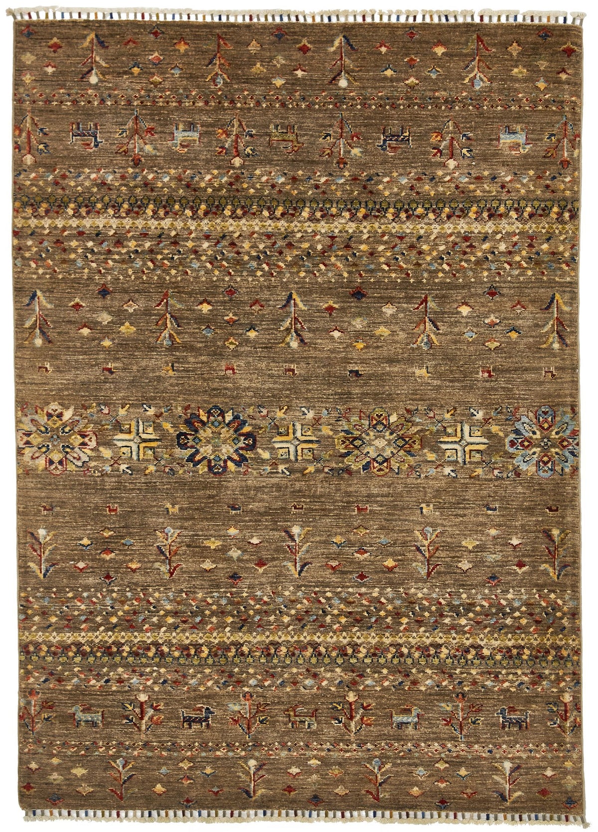 4x6 Gray and Multicolor Tribal Rug