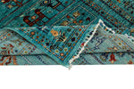 4x6 Turquoise and Multicolor Turkish Tribal Rug