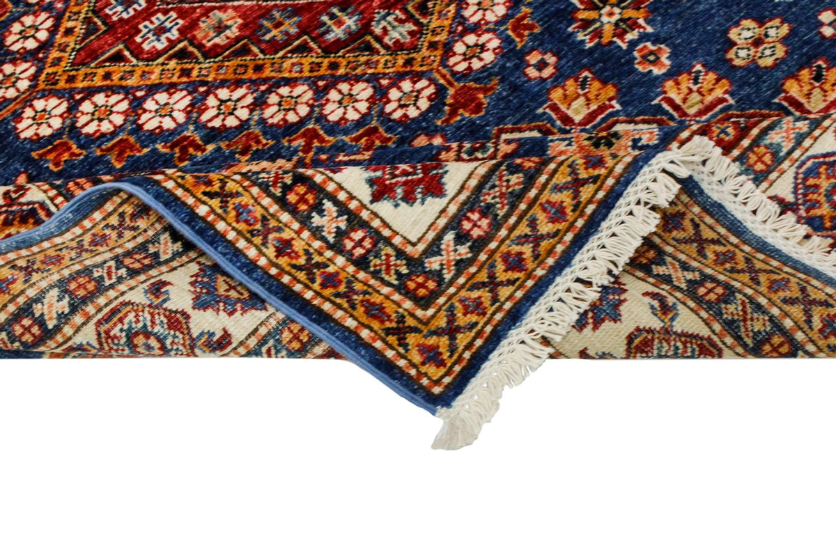 5x7 Light Blue and Ivory Kazak Tribal Rug