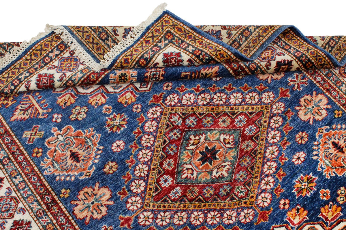 5x7 Light Blue and Ivory Kazak Tribal Rug