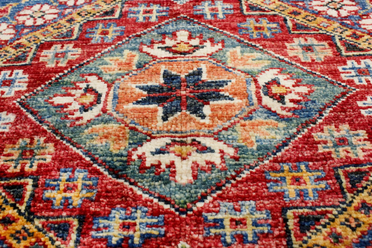 5x7 Light Blue and Ivory Kazak Tribal Rug