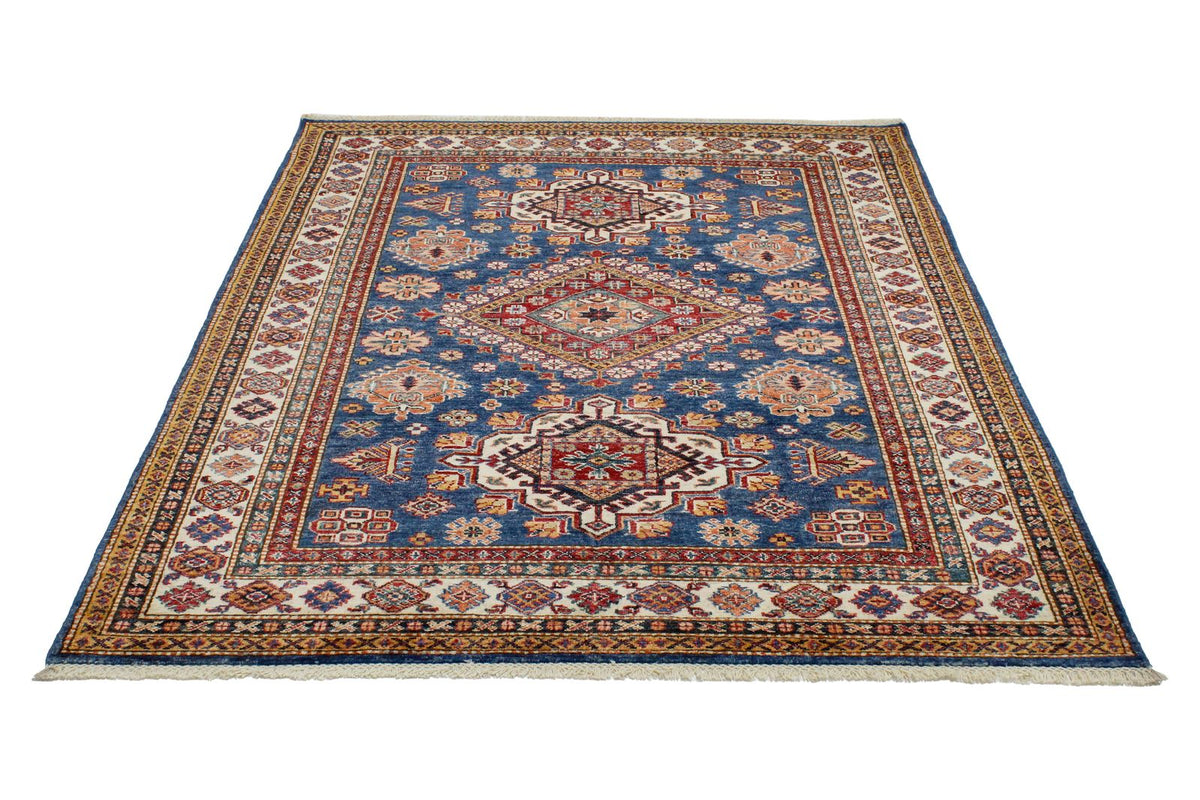 5x7 Light Blue and Ivory Kazak Tribal Rug