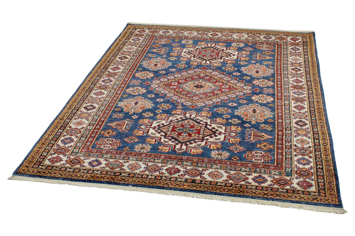 5x7 Light Blue and Ivory Kazak Tribal Rug