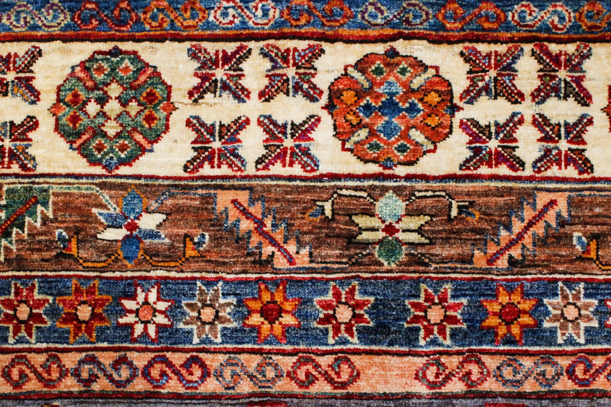 9x12 Brown and Ivory Kazak Tribal Rug