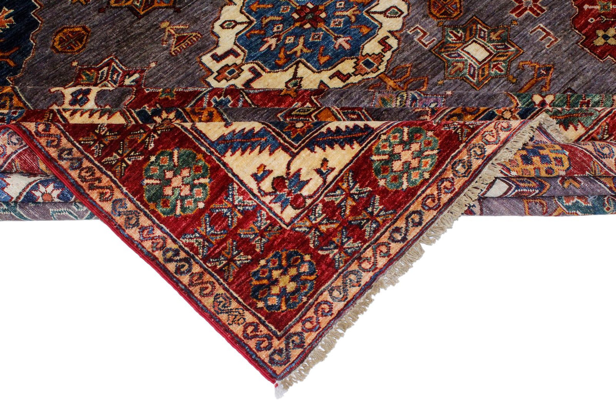 9x12 Brown and Red Kazak Tribal Rug