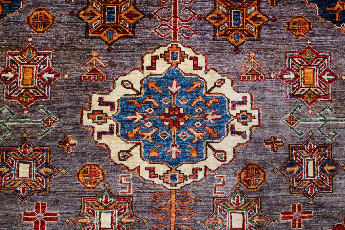 9x12 Brown and Red Kazak Tribal Rug