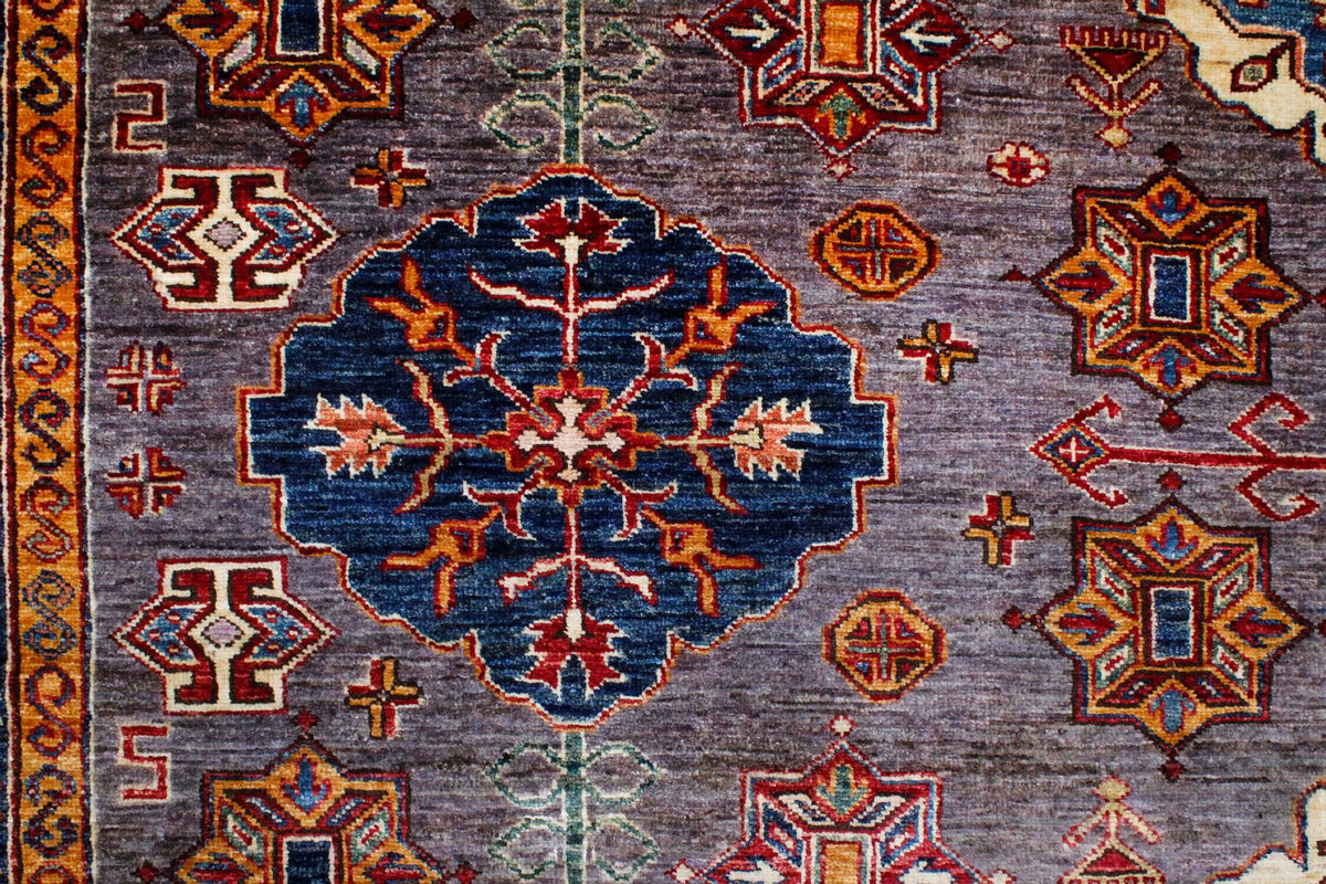 9x12 Brown and Red Kazak Tribal Rug