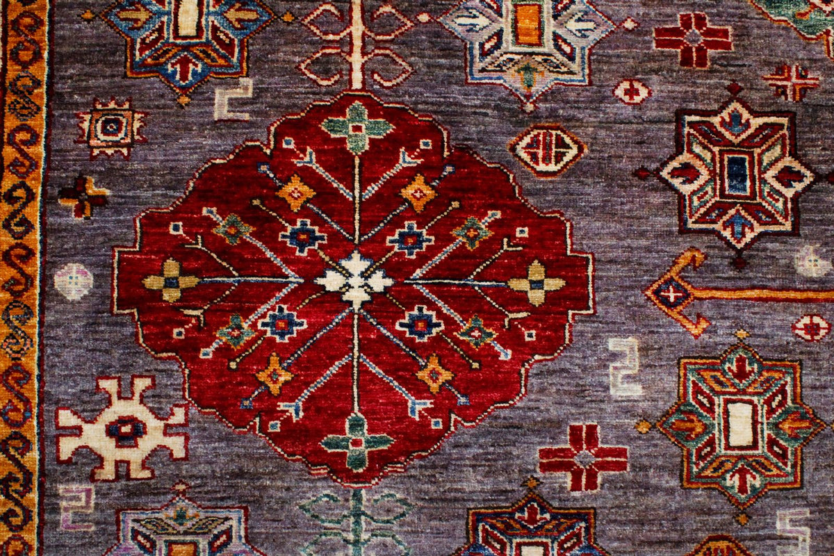9x12 Brown and Red Kazak Tribal Rug