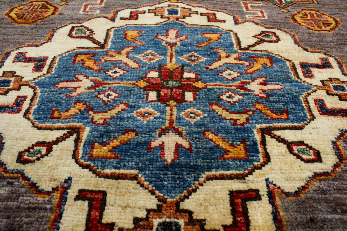 9x12 Brown and Red Kazak Tribal Rug