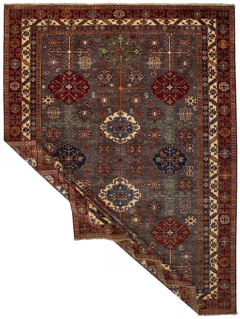 Vintage Handmade 9x12 Brown and Red Anatolian Caucasian Tribal Distressed Area Rug
