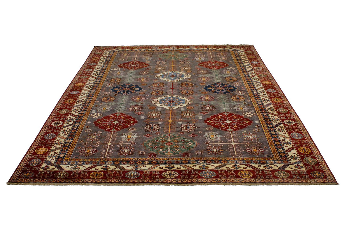 9x12 Brown and Red Kazak Tribal Rug