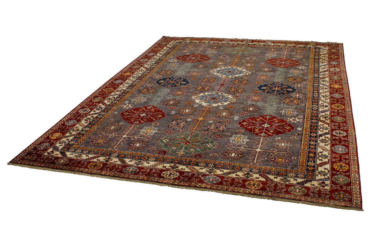 9x12 Brown and Red Kazak Tribal Rug