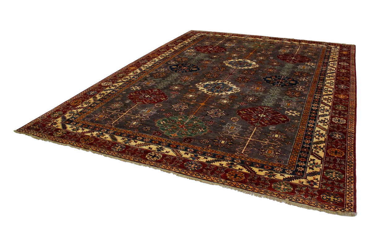 9x12 Brown and Red Kazak Tribal Rug