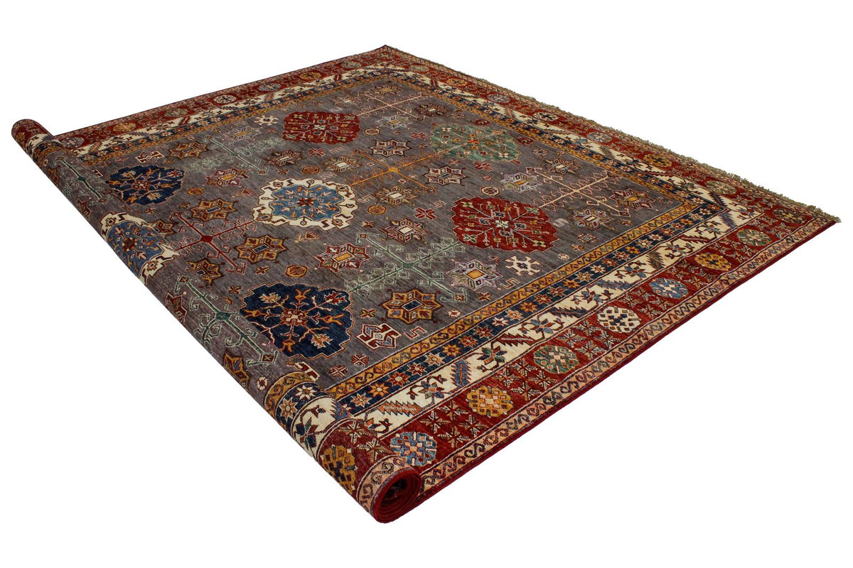 9x12 Brown and Red Kazak Tribal Rug