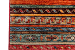 9x12 Multicolor and Red Green Tribal Rug