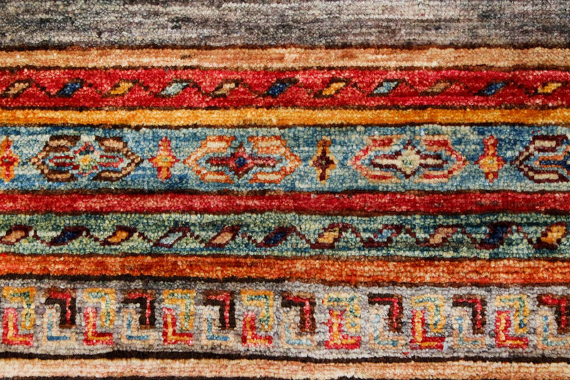 9x12 Multicolor and Red Green Tribal Rug