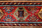 9x12 Multicolor and Red Green Tribal Rug