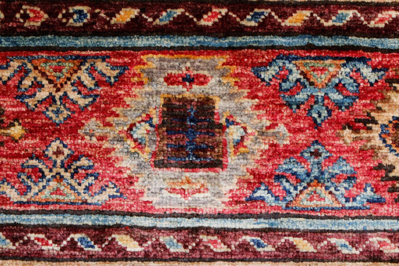9x12 Multicolor and Red Green Tribal Rug